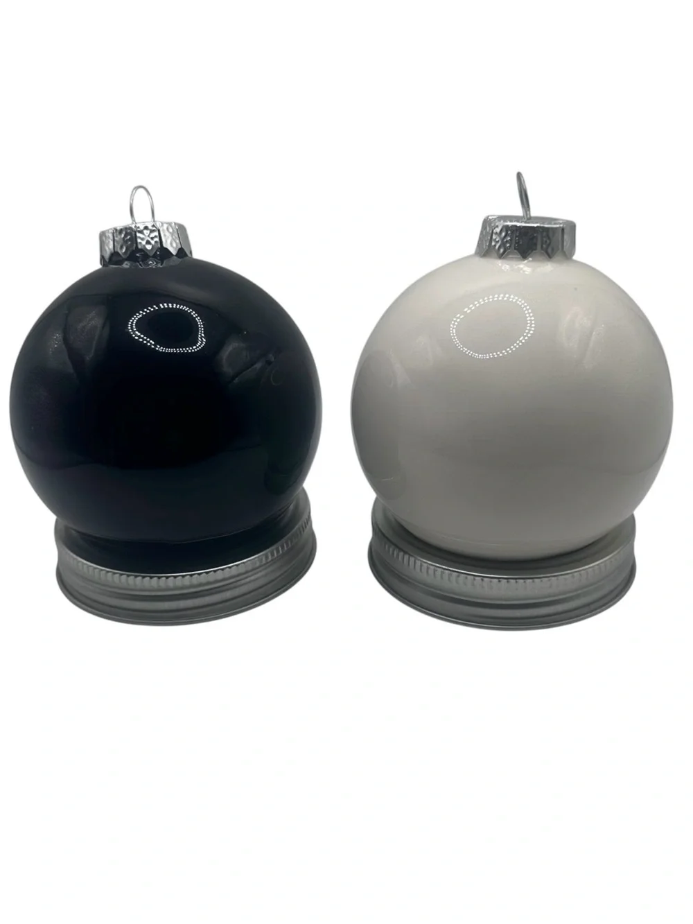 Rae Dunn Artisan Collection Holiday 'Wish' 'Cheer' Glass Ornaments Black White